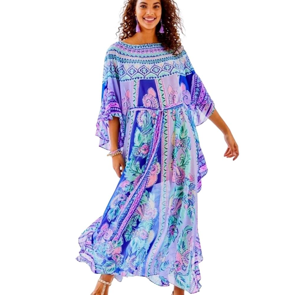 Lilly Pulitzer Monnae Midi Caftan Dress In Moroccan Mint Size L/XL | Holy Grail